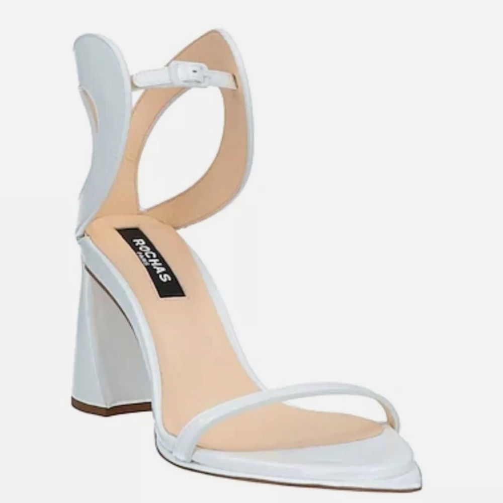 Rochas Patent Leather White Heel